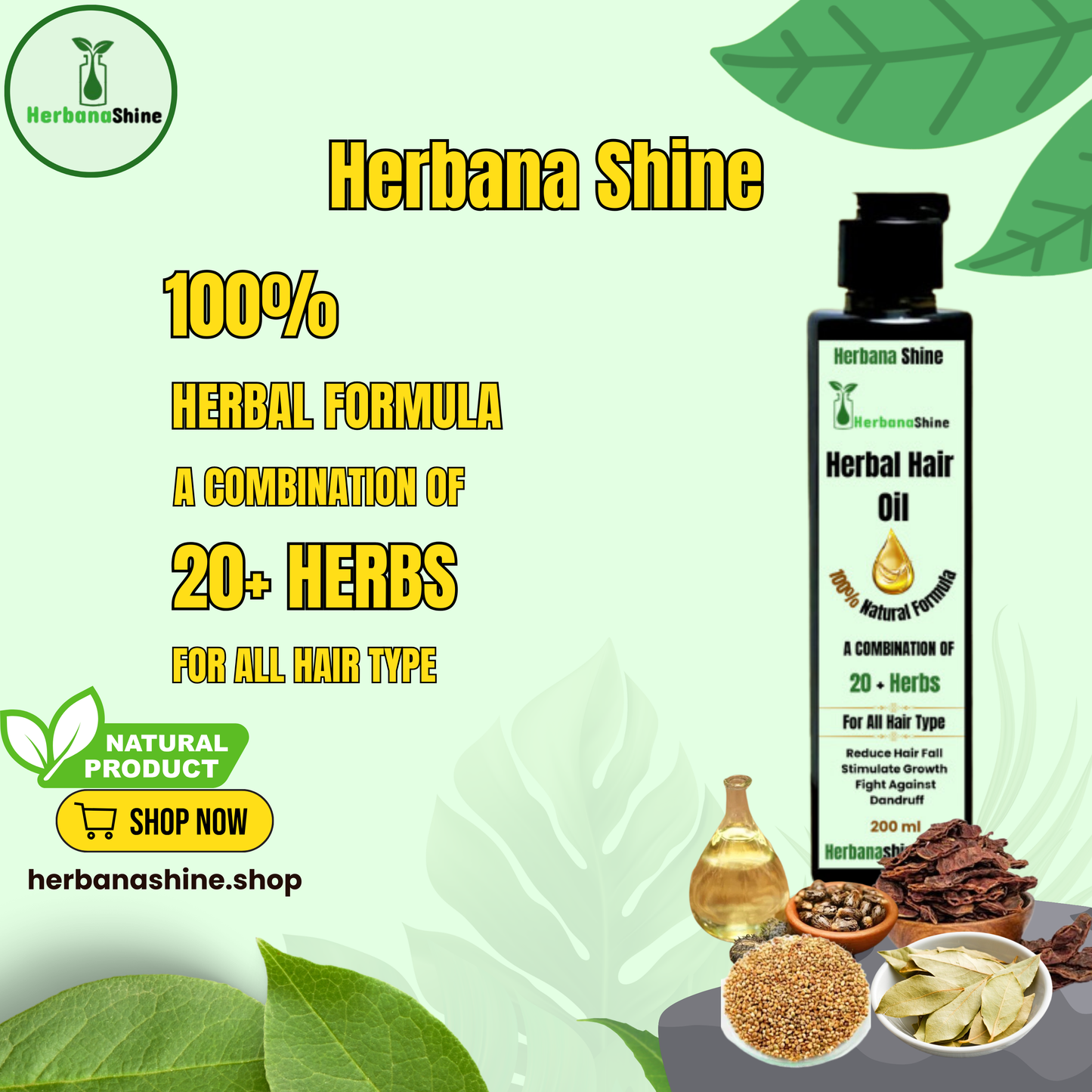 Herbana Shine Hair Oil - Your Ultimate Hair Care Solution, For Mans & Womans